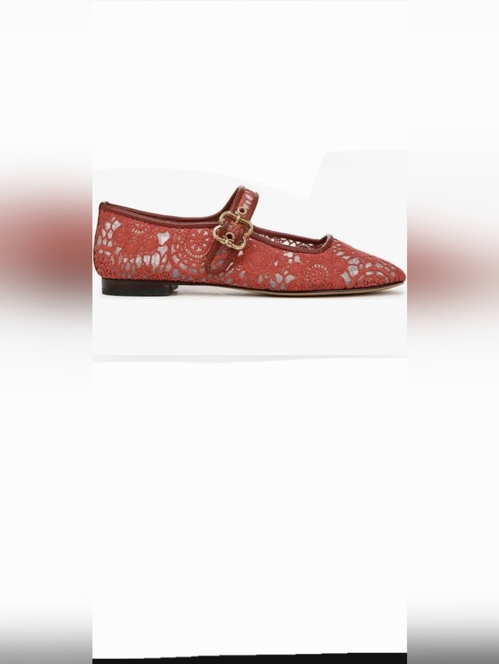 Sam Edelman Michaela Deep Scarlet Mesh lace Fabric Mary Jane Flats size 10 new - Picture 2 of 11